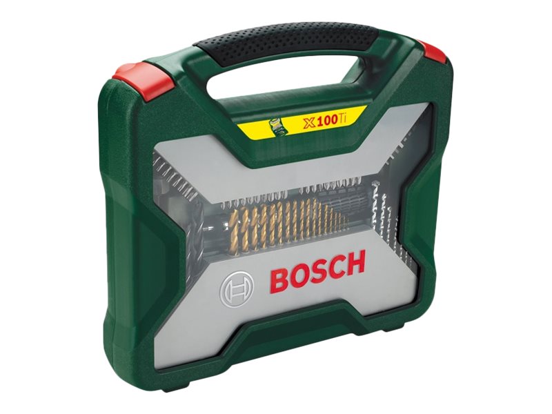 Bosch X-Line Titanium - Skruetrækker, borebit og sokkelsæt - for metal, murerarbejde, træ - 100 stykker - hex, phillips, pozidriv, slot, torx - 5 mm, 6 mm, 7 mm, 8 mm, 9 mm, 10 mm, 11 mm, 13 mm - længde: 25 mm