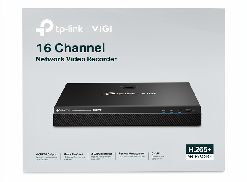 TP-LINK | Netværksvideooptager | VIGI NVR2016H | 2 | 16 kanaler
