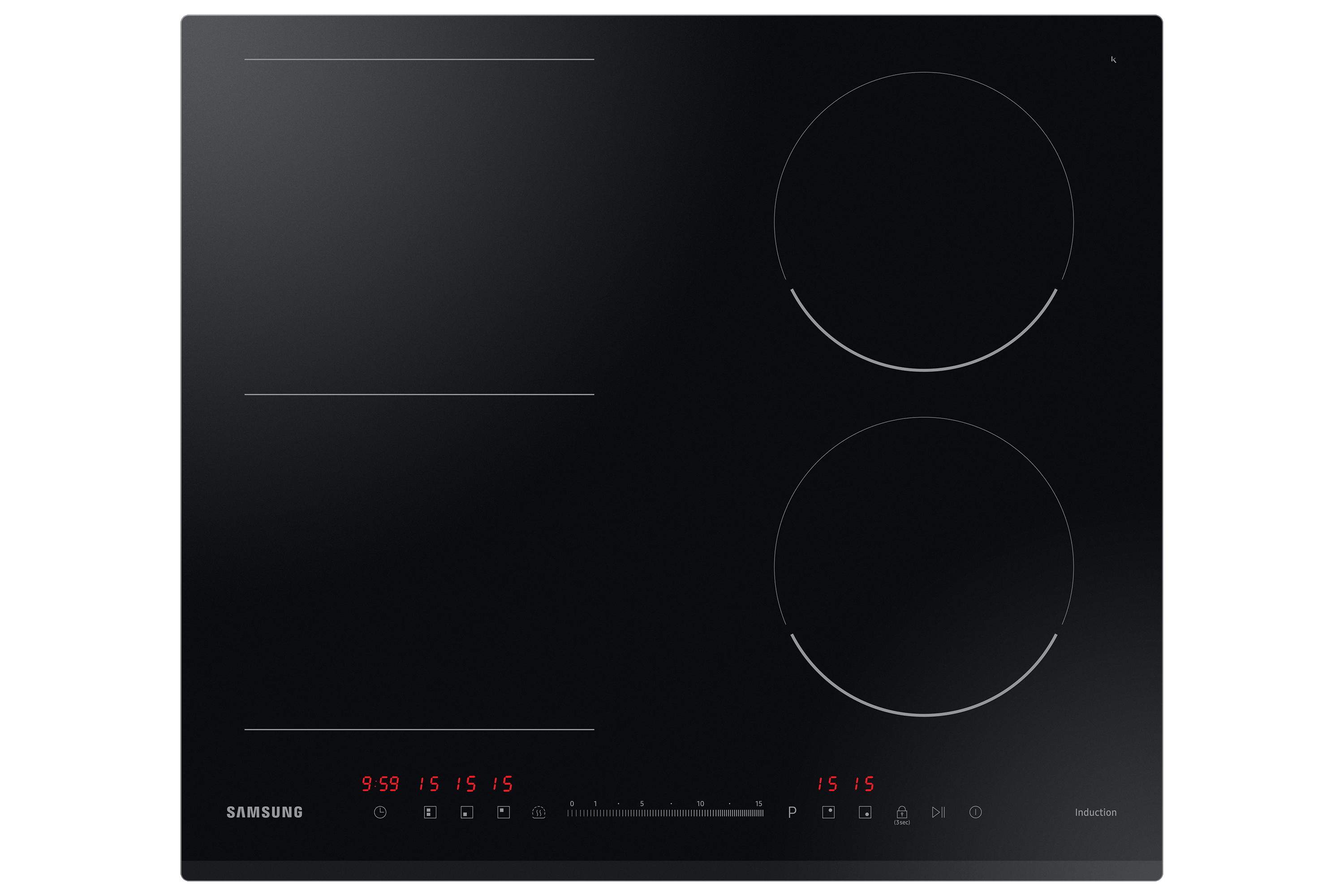 Samsung NZ64R3747BK, Sort, Indbygget, 60 cm, Zone induktionskogeplade, Keramisk, 4 zone(s)