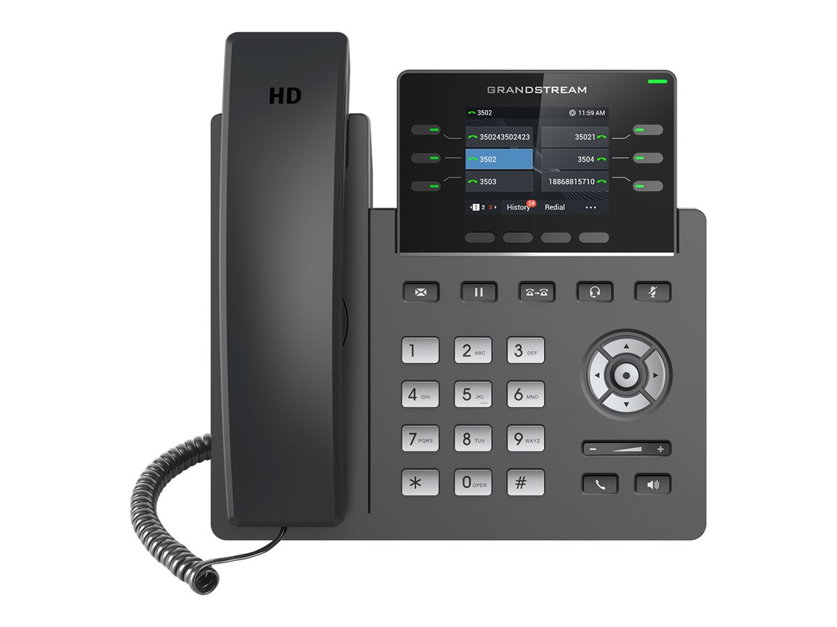 Grandstream GRP2613W - VoIP-telefon med opkalds-ID/opkald venter - IEEE 802.11a/b/g/n/ac/ax (Wi-Fi) - 5-vejs opkaldskapacitet - SIP, RTCP, RTP, SRTP - 6 linier