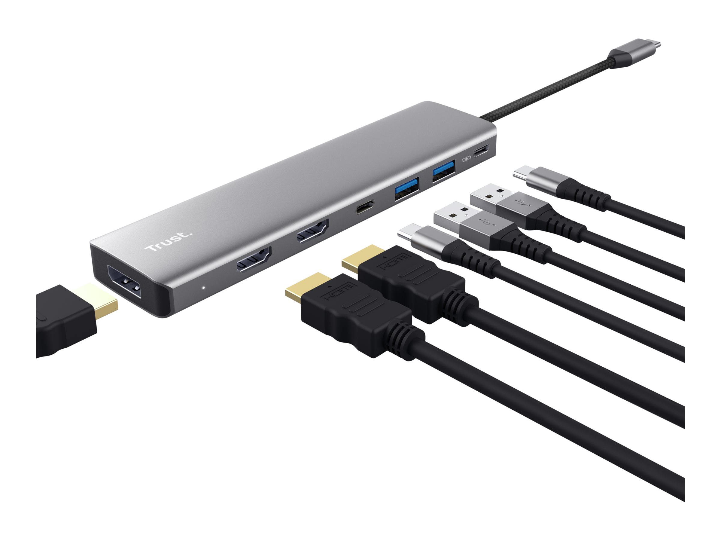 Trust Dalyx 7-in-1 USB-C Multiport Adapter - Dockingstation - USB-C 3.2 - 2 x HDMI, DP