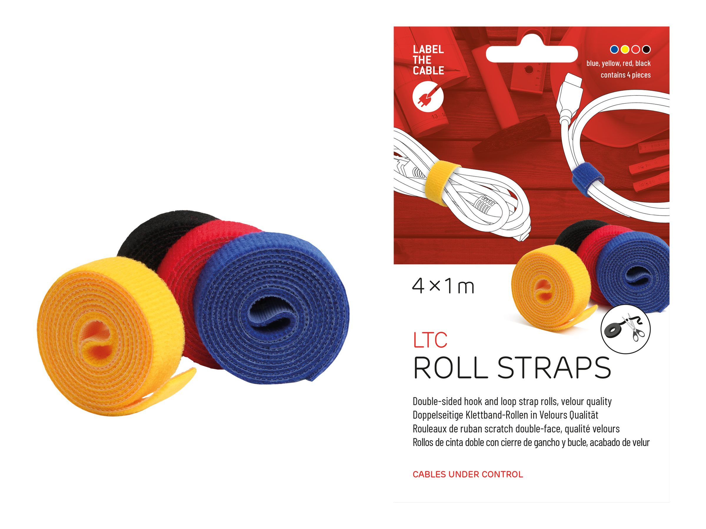 LTC ROLL STRAP - Berøringsfastgørelsesrem - hvid, blå, gul, rød