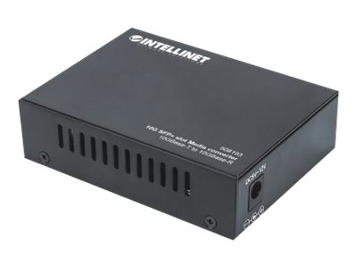 Intellinet 10GBase-T to 10GBase-R Media Converter, 1 x 10 GB SFP Slot, 1 x 10GB RJ45 Port (Euro 2-pin plug) Medieomsætter Gigabit Ethernet 10 Gigabit