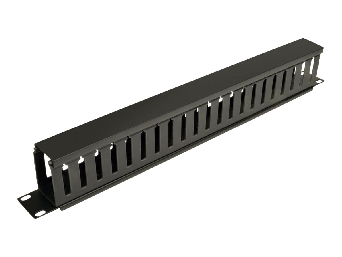Tripp Lite Rack Enclosure Horizontal Cable Manager (finger duct) 1URM Stativkabeladministrationskanal med dække Sort