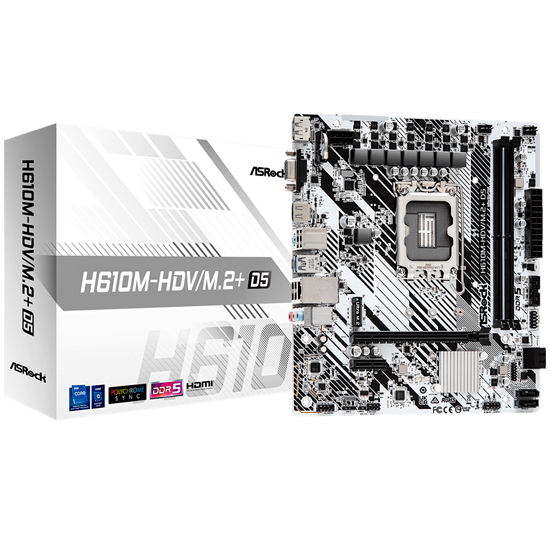 ASRock H610M-HDV/M.2+ D5 Bundkort - Intel H610 - Intel LGA1700 socket - DDR5 RAM - Micro-ATX