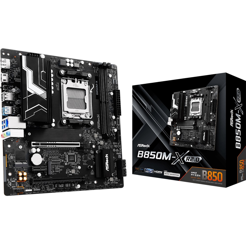ASRock B850M-X R2.0 Bundkort - AMD B850 - AMD AM5 socket - DDR5 RAM - Micro-ATX