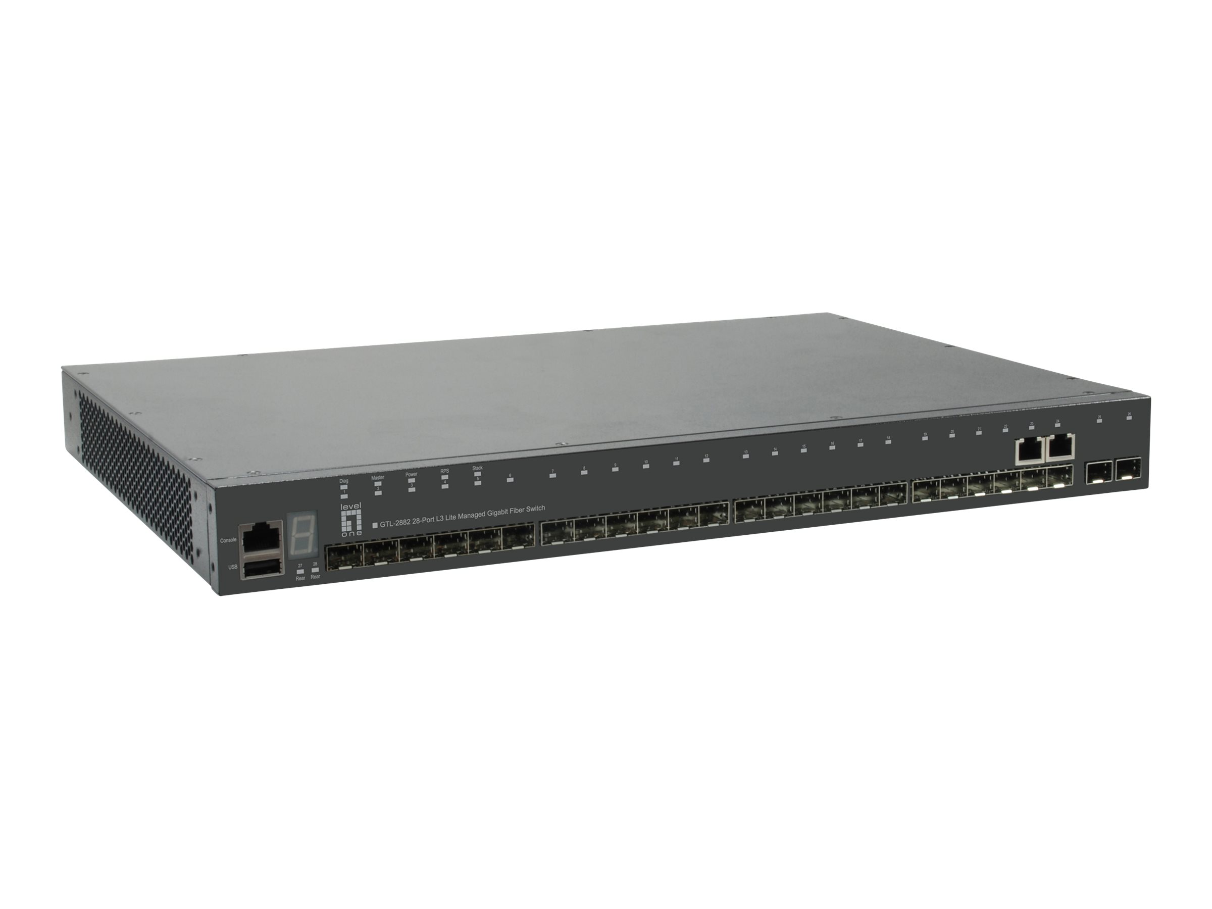 LevelOne GTL-2882 KILBY 28-Port Stackable L3 Lite Managed Gigabit Fiber Optic Switch