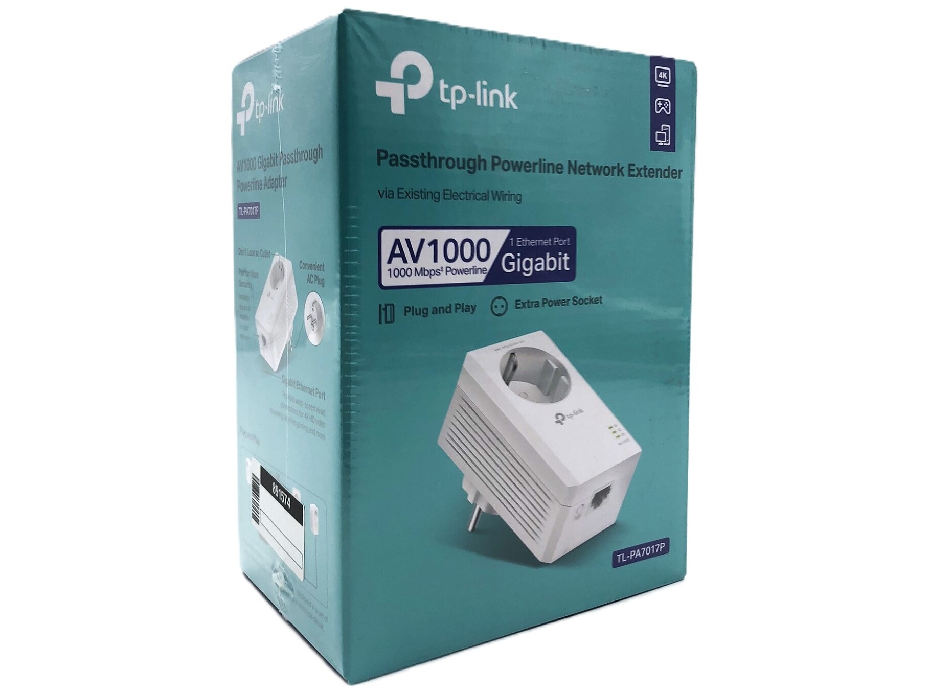 TP-Link Powerline TL-PA7017P AV1000 Gigabit Passthrough Powerline Adapter Homeplug / PowerLine