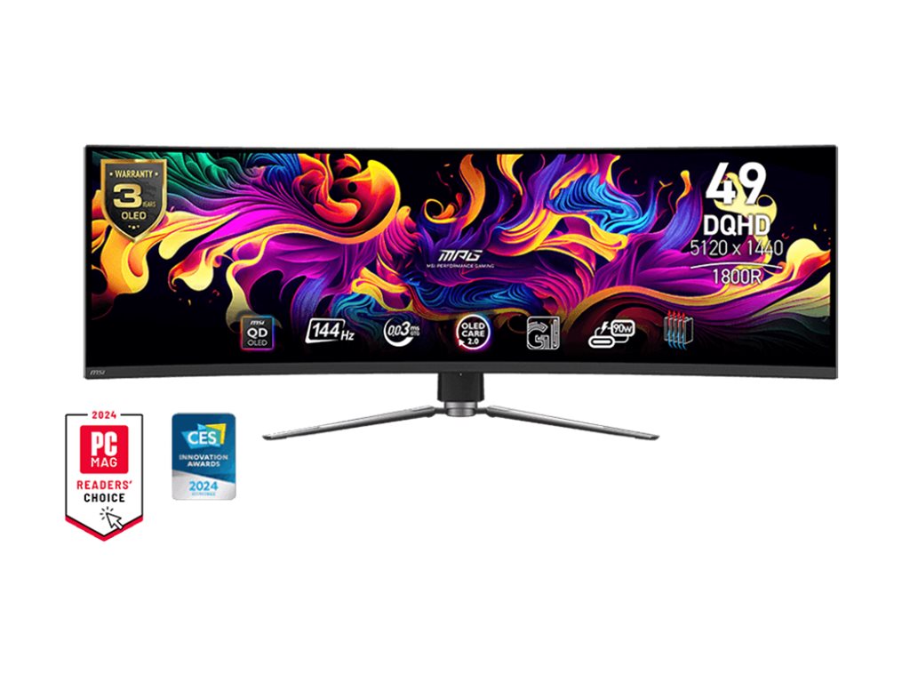 MSI MPG 491CQPDE QD-OLED 49" 5120 x 1440 (UltraWide) HDMI DisplayPort USB-C 144Hz billede