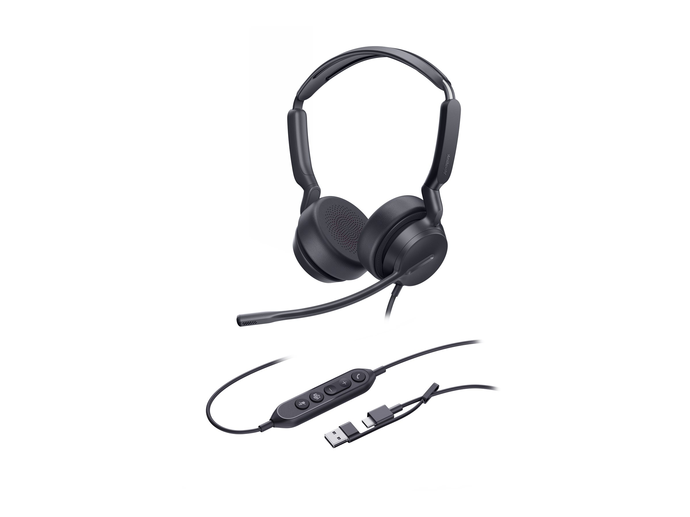 Yealink UH42 Dual Teams USB-C/A headset - kablet stereo med in-line styring