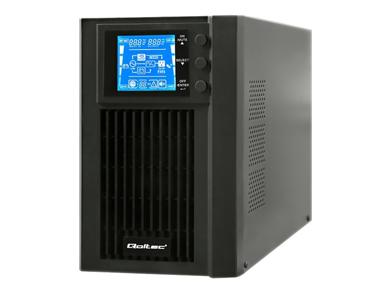 UPS strømforsyning Qoltec Online dobbeltkonvertering 1 kVA / 800 W – 2 schuko-udtag