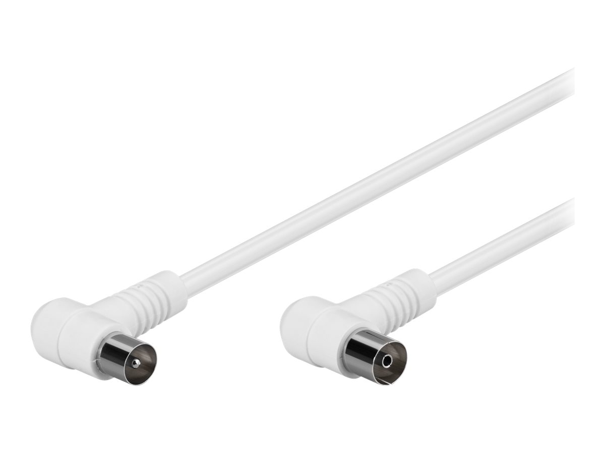 Goobay Vinkelt antennekabel (80 dB), dobbelt afskærmet koaksial-stik 90° > koaksial-hunstik 90° (fuldt afskærmet), 3.5 m