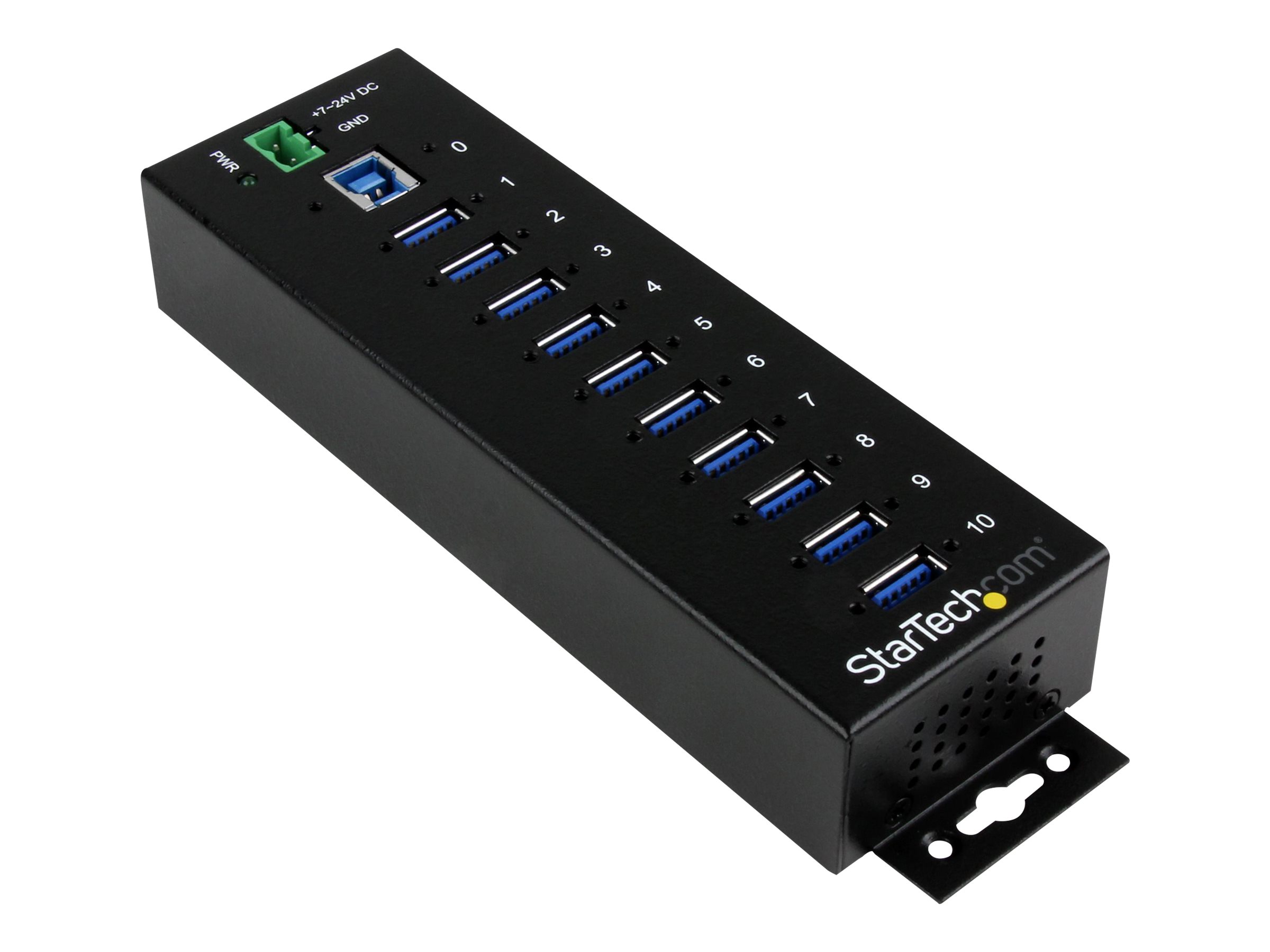 StarTech.com 10-Port USB 3.0 Hub - Metal Industrial USB-A Hub with ESD & Surge Protection - Din Rail, Wall or Desk Mountable - TAA Compliant USB