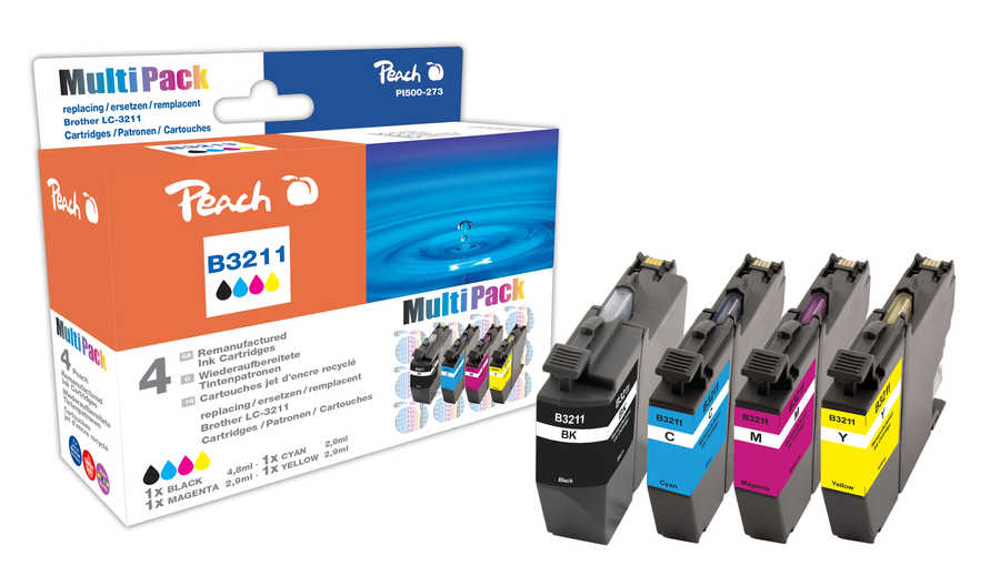 Peach PI500-273 Sort, Cyan, Magenta, Gul 220 sider Blæk