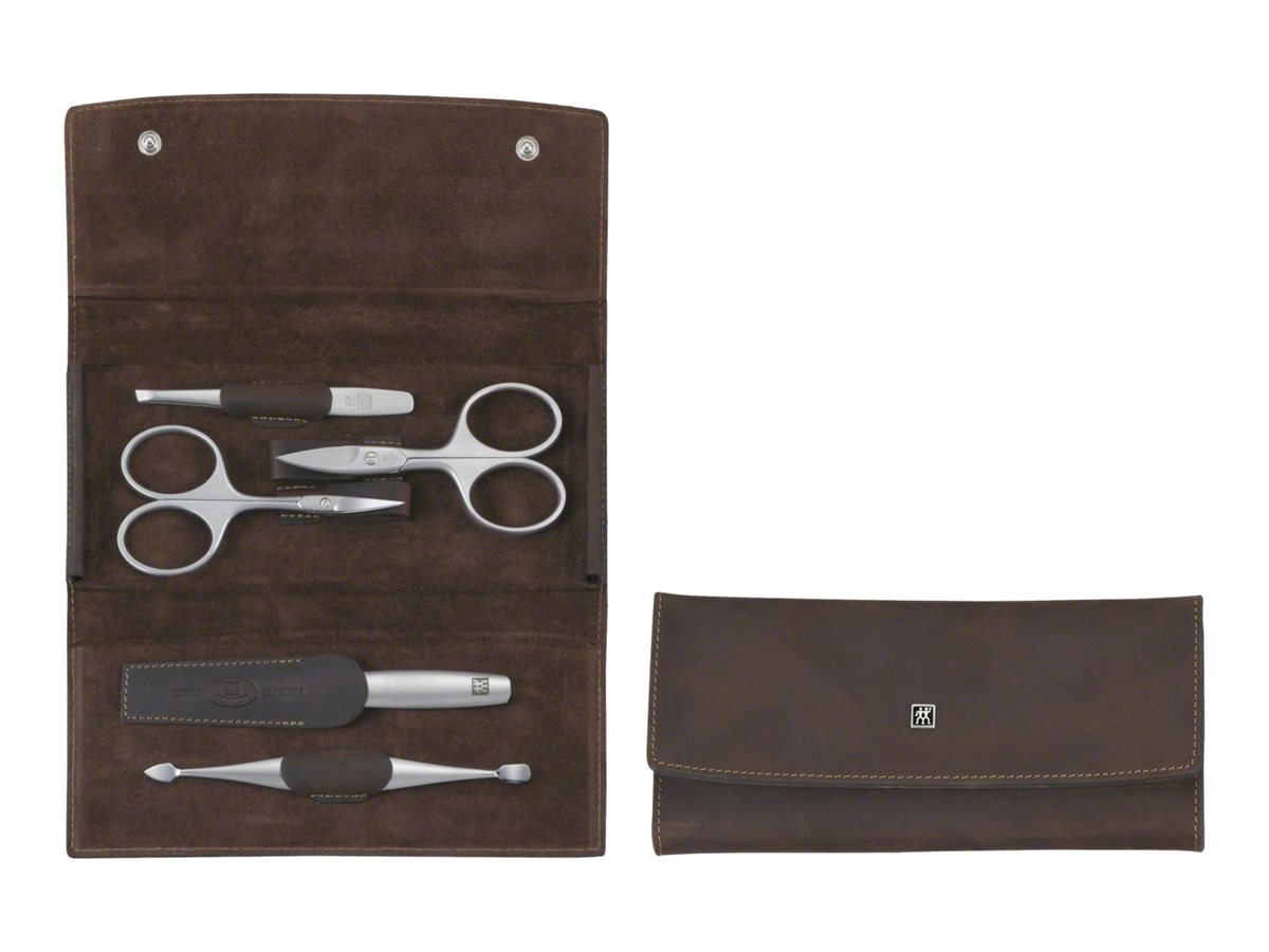 Zwilling TWINOX Neat's leather case, brown, 5 pc