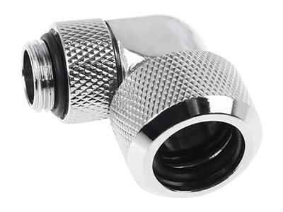 Alphacool Eiszapfen 16 mm HardTube compression fitting 90° rotatable G1/4 Flydende kølesystems kompresseion vinklet fitting 1-pack Sølv