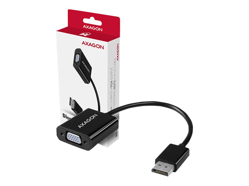 AXAGON - Videoadapter - DisplayPort (han) til HD-15 (VGA) (hun) - DisplayPort 1.1a - 16 cm - 1920 x 1200 (WUXGA) support, aktiv omformer