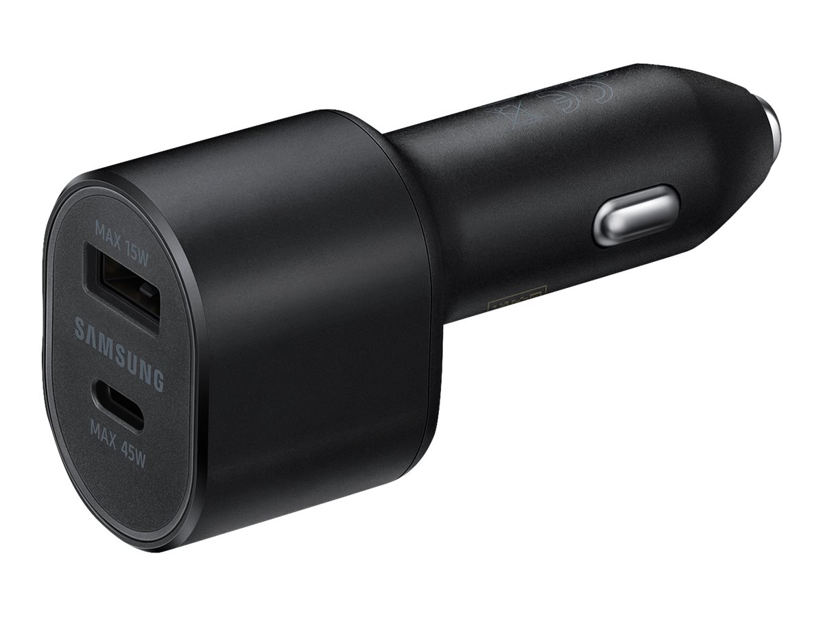 Samsung Dual Car Charger EP-L5300 - Bilstrømsadapter - 45 Watt - 3 A - PD, QC, AFC, SFC - 2 output-stikforbindelser (USB, USB-C) - sort