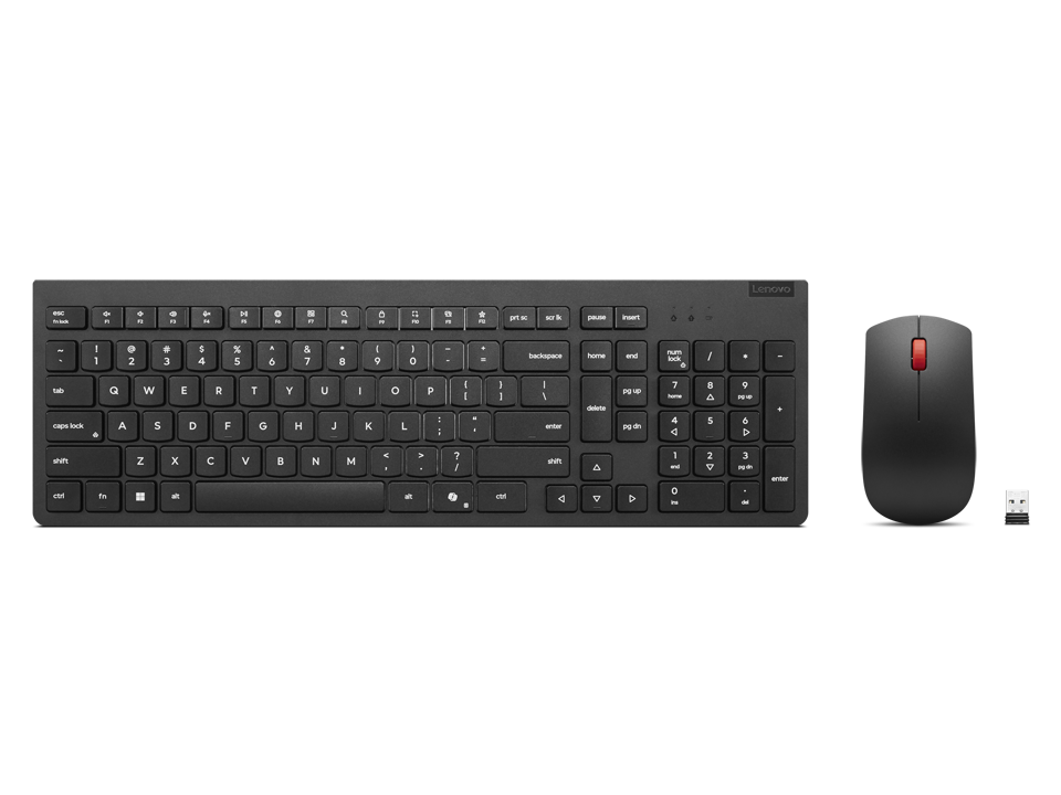 Lenovo Essential Wireless Combo Gen 2 - Sæt med mus og tastatur - trådløs - 2.4 GHz - QWERTY - dansk - sort - brun kasse - for ThinkCentre M60  M70a Gen 2  M75q Gen 2  M75t Gen 2  M90  M90a Gen 2  M90s Gen 2