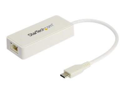 StarTech.com USB 3.1 USB-C Ethernet Adapter with Extra USB Port - White - network adapter
