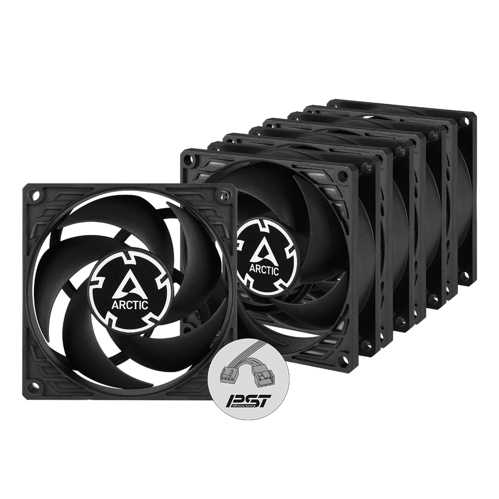 Arctic P8 PWM PST - 5-pack value pack - Kabinet køler - 80mm - Sort - 23 dBA