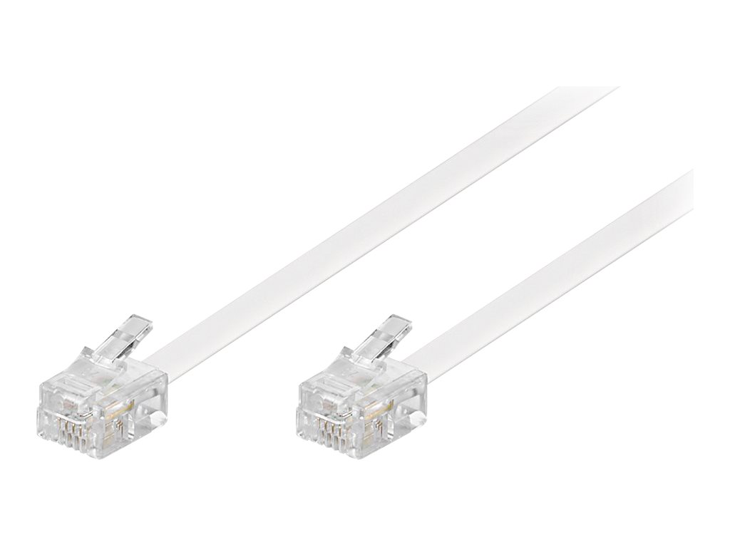 Telefonledning - 2 x RJ11(6P4C) han, Hvid (15m)