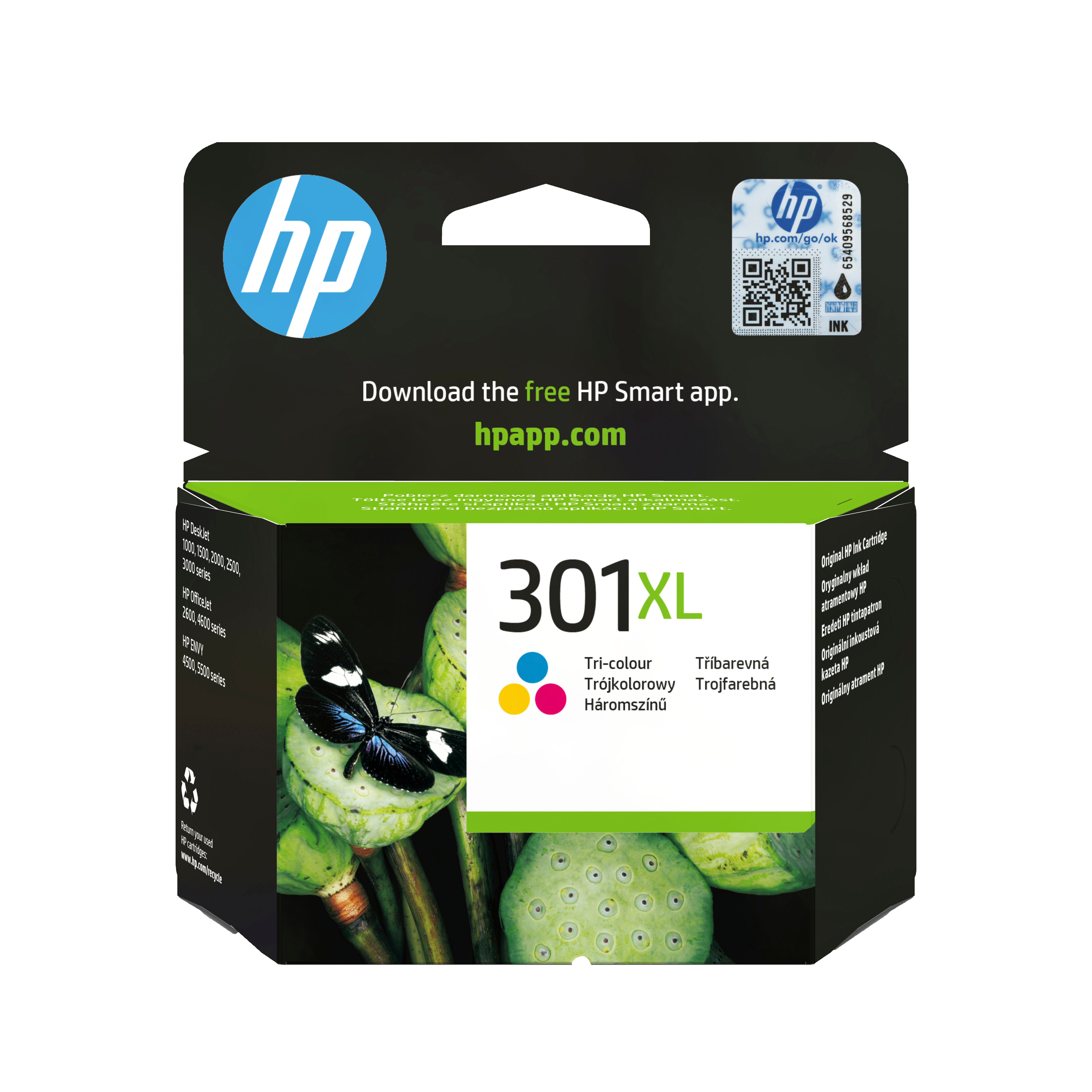 HP 301XL High Yield Tri-color Original Cyan, Magenta, Gul