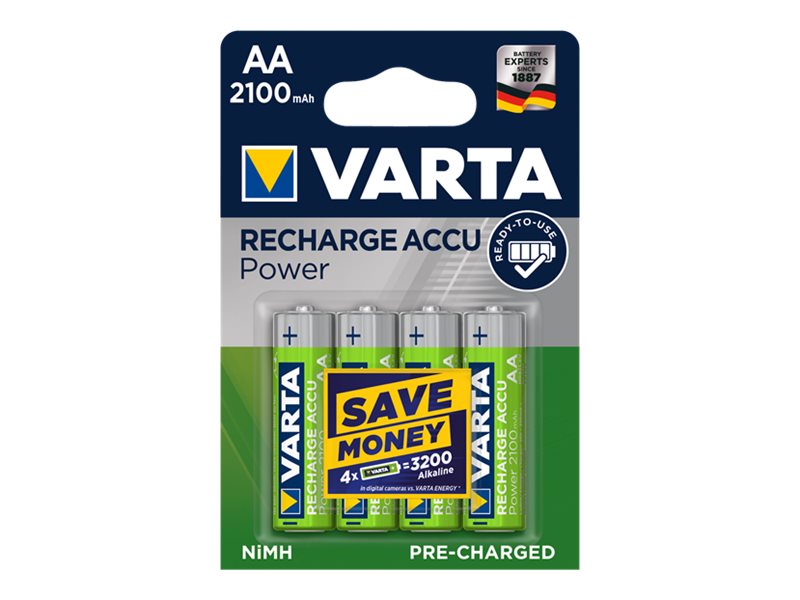 Varta Genopladelige Ni-MH Batteri AA | 1.2 V DC | 2100 mAh | 4-Blister kort