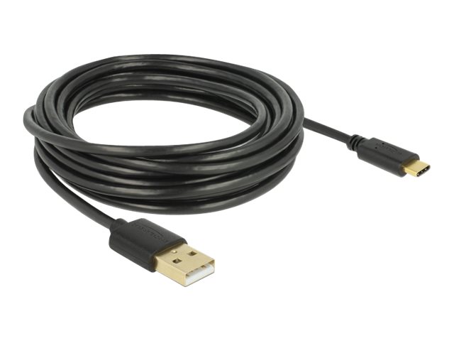 USB 2.0 kabel, type-A til type-C, 4 meter, sort - Delock