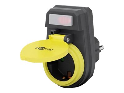 Goobay Adapter för uttag med brytare, stänkskydd jordat gernuttag för utomhusbruk, 1 uttag