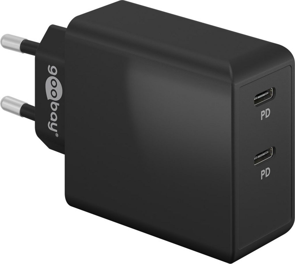 Goobay PD Dual USB-C Hurtigoplader 36W - Sort