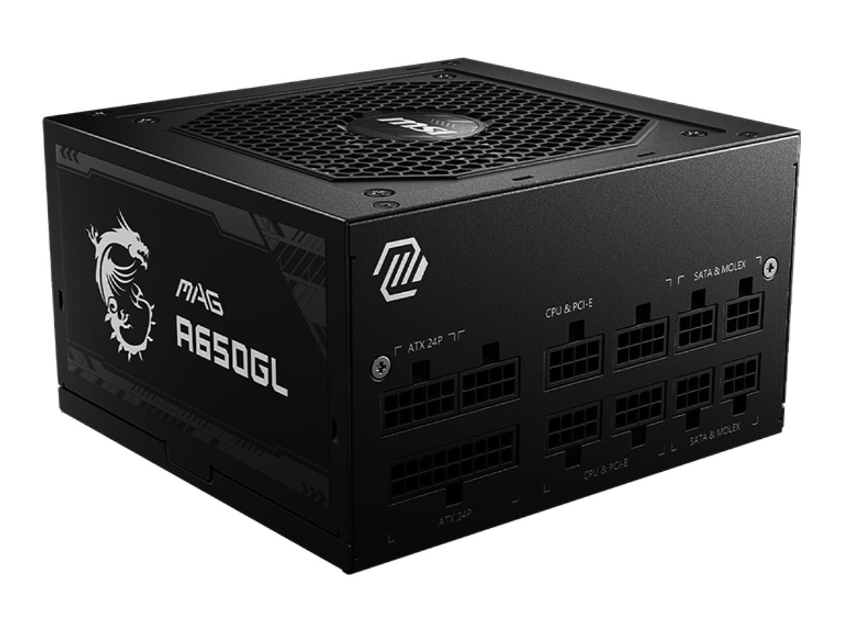 MSI MAG A650GL - Strømforsyning (intern) - ATX12V / EPS12V - 80 PLUS Gold - AC 100-240 V - 650 Watt - aktiv PFC