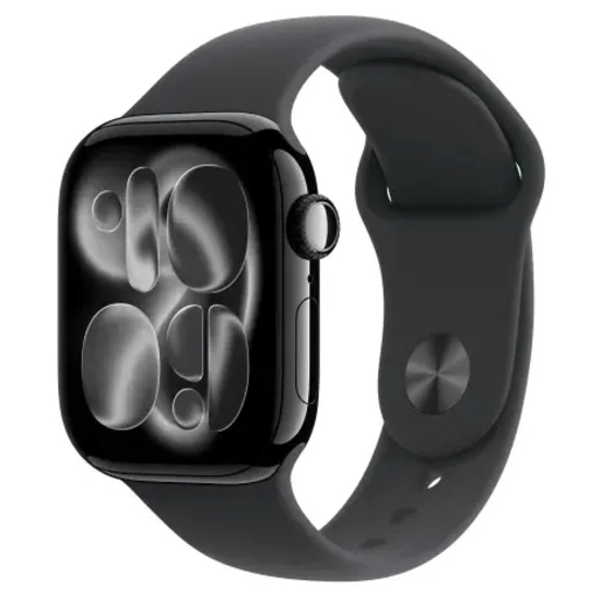 Apple Watch Series 11 GPS + Cellular 42mm Jet Black Aluminium Case with Black Sport Band - S/M