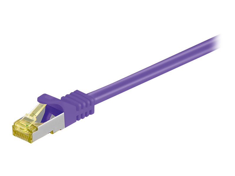 Goobay RJ45 netværkskabel S/FTP (PiMF), 500 MHz, med CAT 7 råkabel, violet, 1 m LSZH halogenfri kabelkappe, kobber, RJ45-hanstik (CAT 6A)
