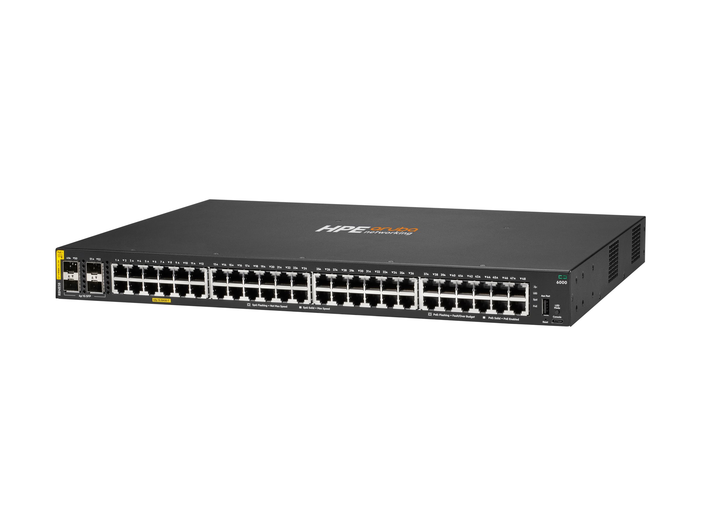 HPE Aruba Networking CX 6000 48p 10M/100M/1G Class4 PoE 4p SFP 1G 370W Switch Switch 48-porte Gigabit Ethernet PoE+ billede