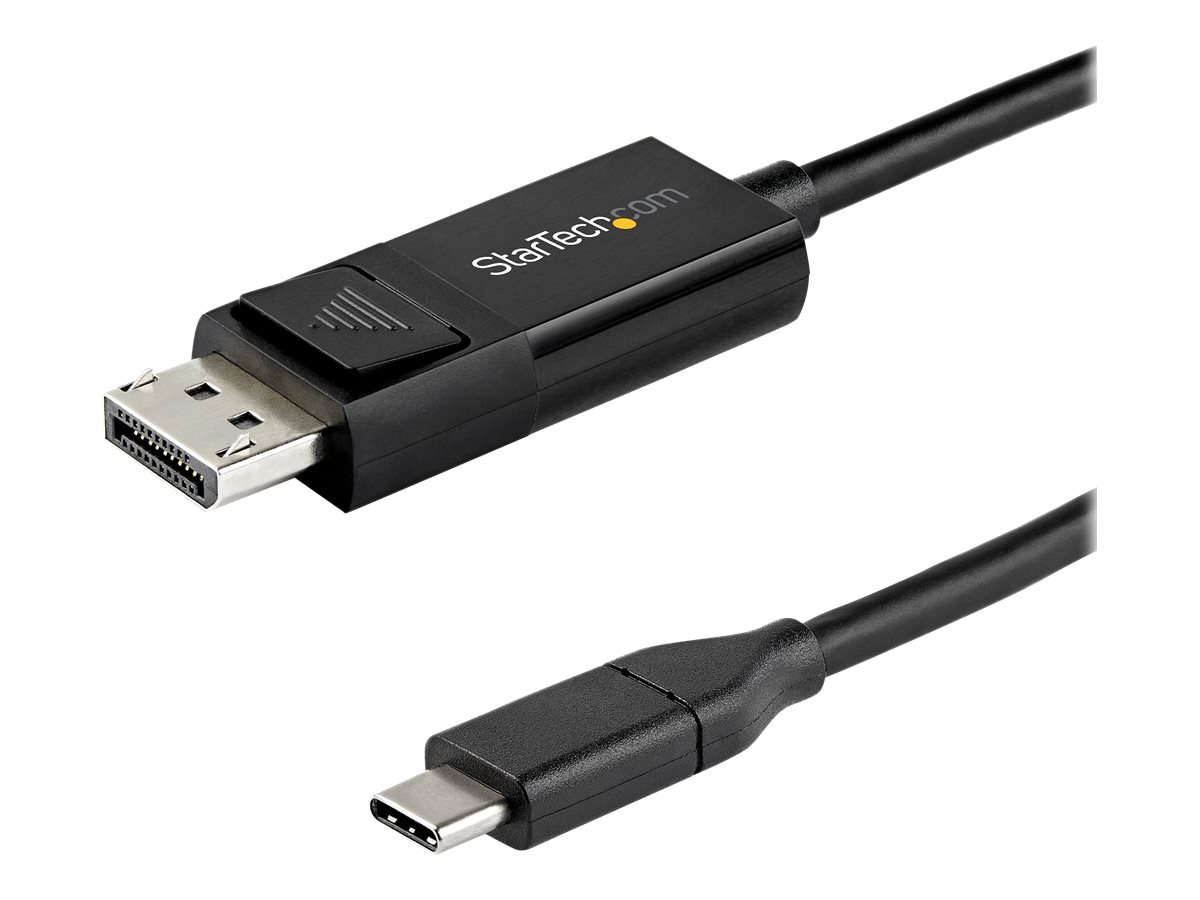 StarTech 6ft/2m USB C to DisplayPort 1.4 Cable 8K 60Hz/4K, Bidirectional DP to USB-C or USB-C to DP Reversible Video Adapter Cable, HBR3/HDR/DSC, USB Type C/Thunderbolt 3 Monitor Cable - 8K USB-C to DP Cable - DisplayPort kabel - USB-C (han) til DisplayPort (han) - USB 3.1 / Thunderbolt 3 / DisplayPort 1.4 - 2 m - aktiv, 8K UHD (7680 x 4320) support - sort