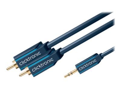 ClickTronic 3,5 mm AUX till RCA-adapterkabel, stereo Premiumkabel | 1x 3,5 mm jackkontakt  2x cinchkontakt | 5,0 m | OFC innerledare