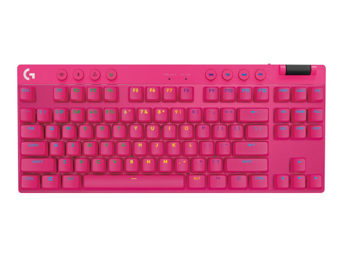 Logitech G PRO X TKL - Tastatur - bagbelyst - trådløs - 2.4 GHz, Bluetooth - QWERTY - US International - tastkontakt: Tactile - pink