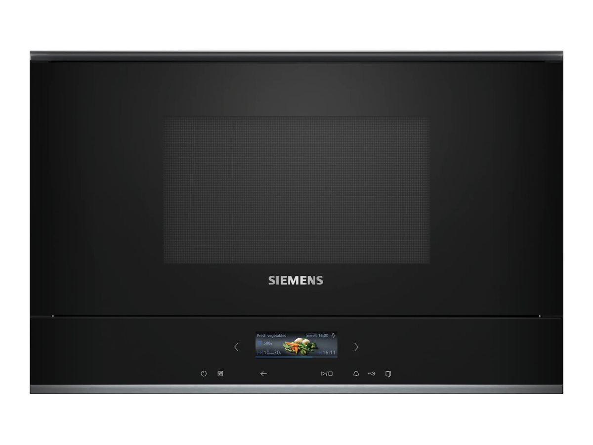 Siemens iQ700 BF722R1B1 - Mikrobølgeovn - til indbygning - 21 liter - 900 W - sort/rustfrit stål