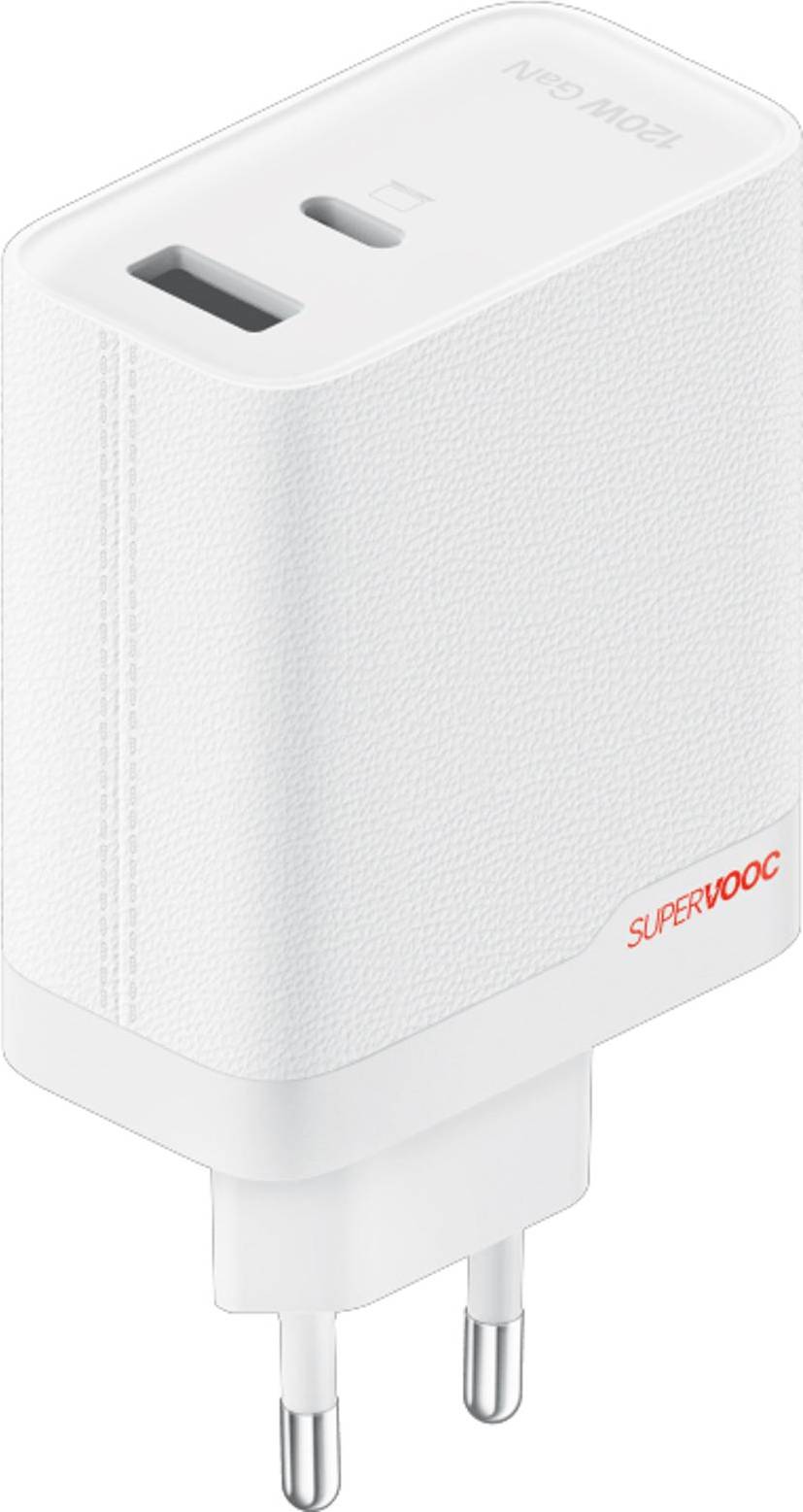 OnePlus SUPERVOOC - 120 Watt strømforsyningsadapter - dobbelte porte - VOOC, Quick Charge, PD/PPS - 2 output-stikforbindelser (USB, 24 pin USB-C)
