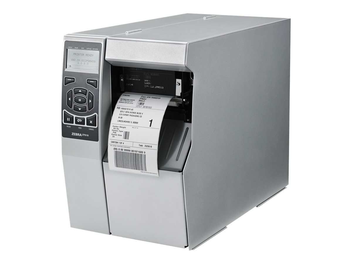 Zebra ZT510 - Etiketprinter - direkte termisk/termisk overførsel - Rulle (11,4 cm) - 300 dpi - op til 305 mm/sek. - parallel, USB, seriel, Gigabit LAN, NFC, Bluetooth 4.0, Wi-Fi(ac) - rivebarre