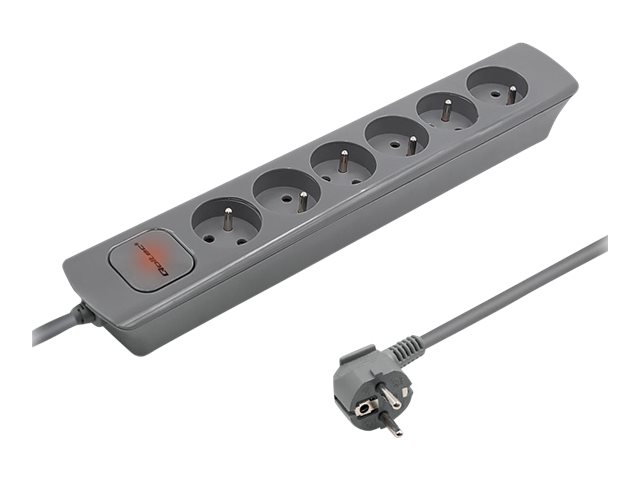 Qoltec Stikdåse 6-stik 16A Grå 1.8m