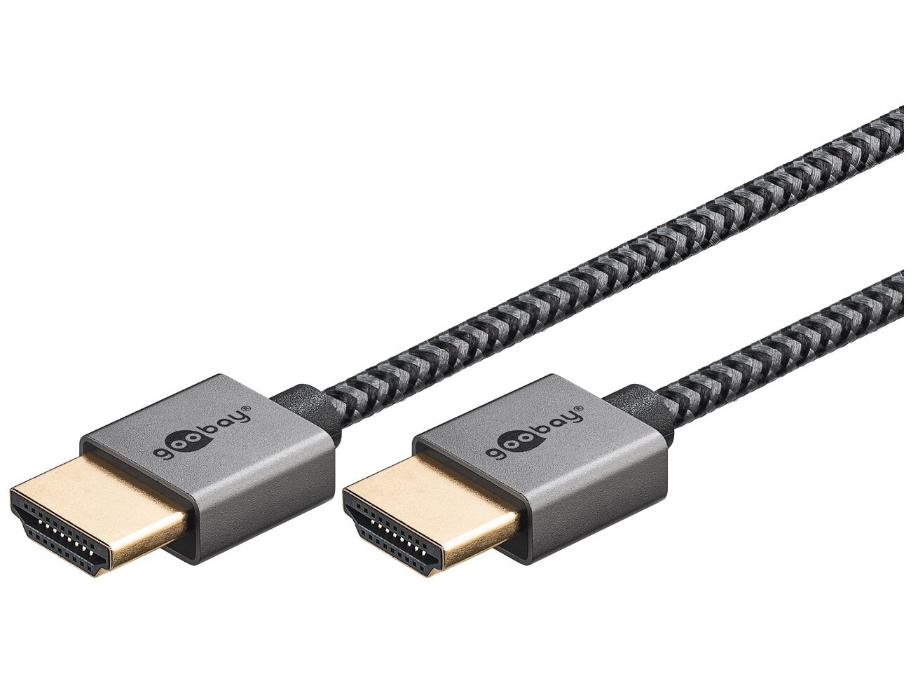 Goobay 75757, 1 m, HDMI Type A (Standard), HDMI Type A (Standard), 3D, 48 Gbit/sek, Grå