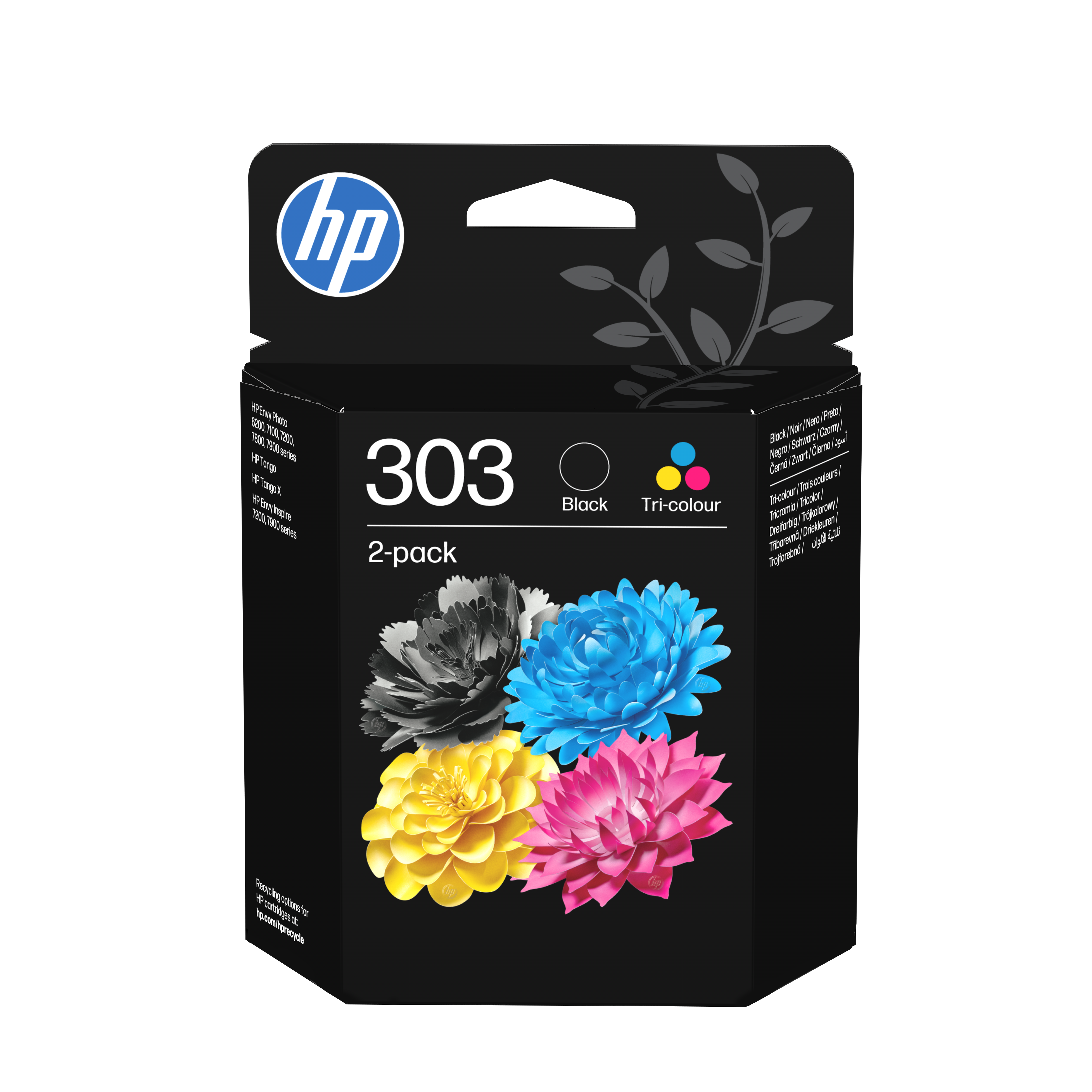 HP 303 2-pack Black/Tri-color Original s Sort, Cyan, Magenta, Gul 200 sider Blæk