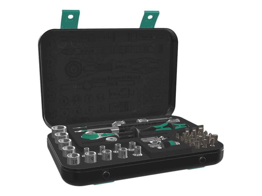 Wera 8100 SA 2 Zyklop Speed-skraldesæt, 1/4"-tilslutning, metrisk, 42 dele
