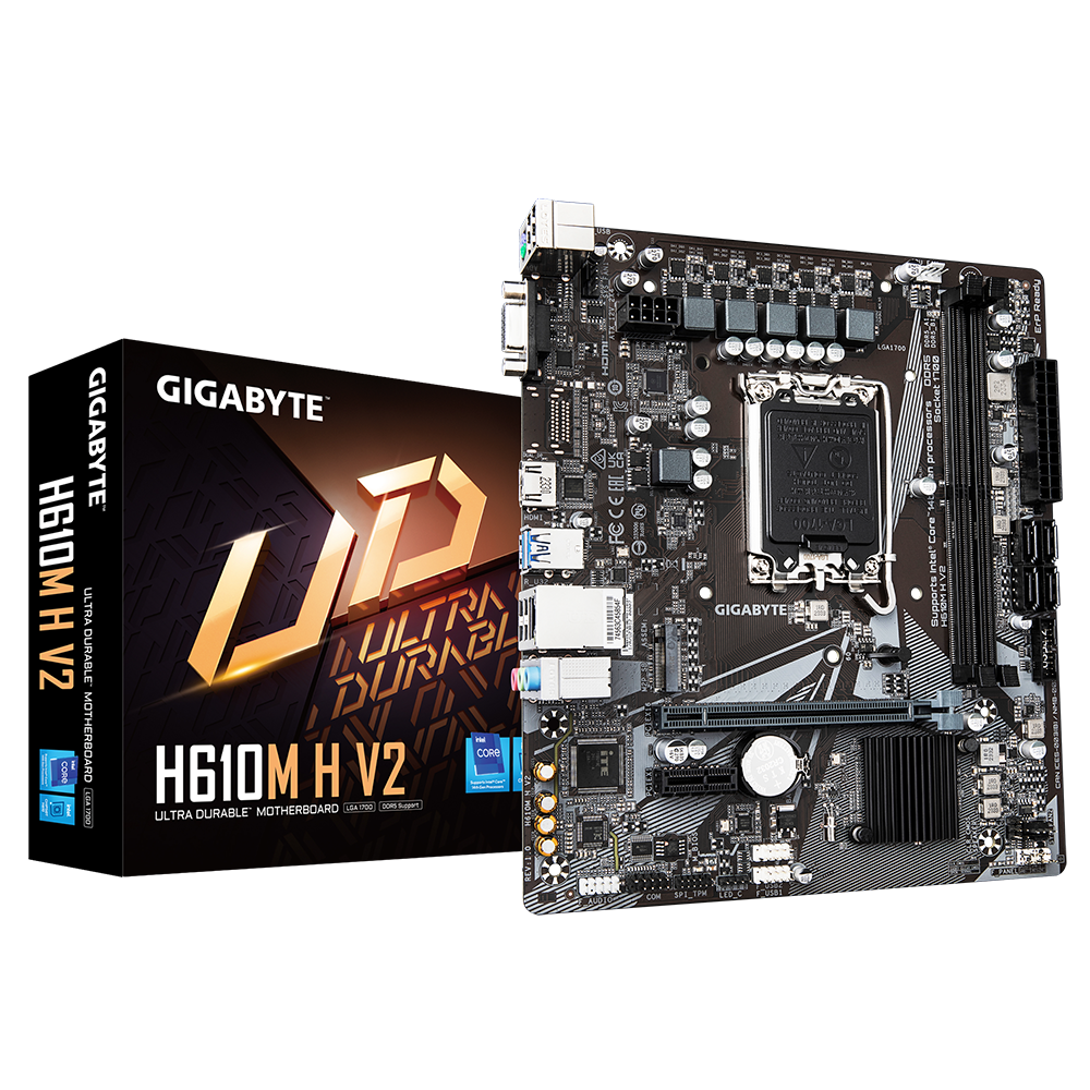 GIGABYTE H610M H V2 Bundkort - Intel H610 - Intel LGA1700 socket - DDR5 RAM - Micro-ATX