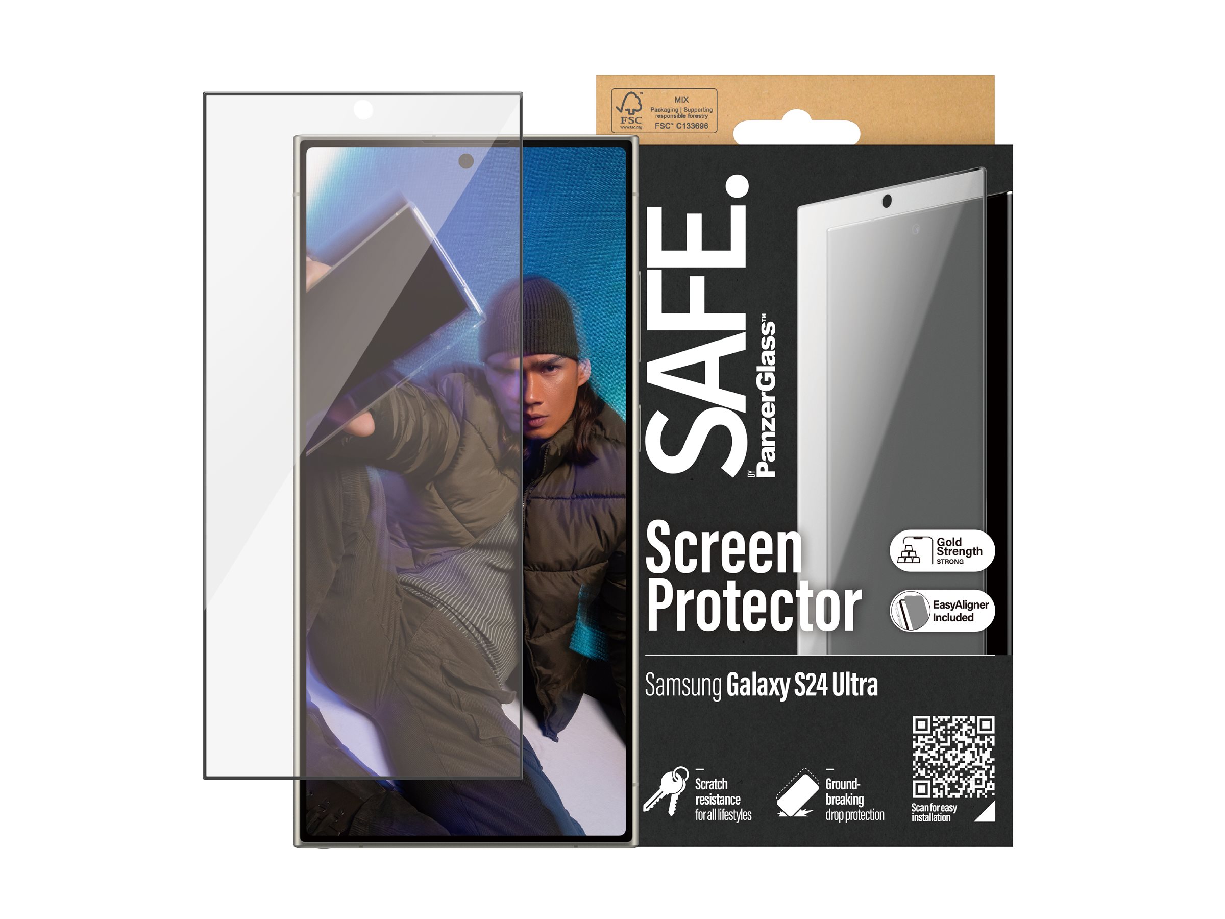 SAFE by PanzerGlass Screen Protector Samsung Galaxy S24 Ultra | Ultra-Wide Fit w. EasyAligner