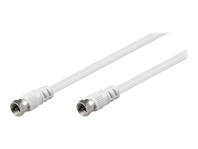 Sat. antennekabel - 2 x F han, 3C-2V CCS, Hvid (5m)