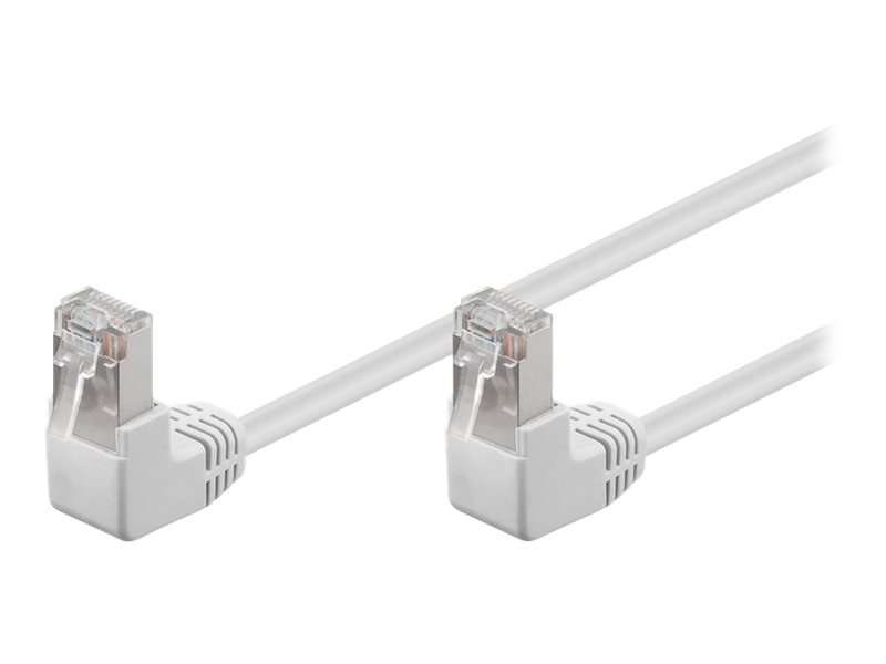 Goobay Netværkskabel CAT 5e vinklet 2x 90°, F/UTP, hvid, 3 m kobberbeklædt aluminiumleder (CCA), 2x RJ45-stik 90 ° (8P8C)