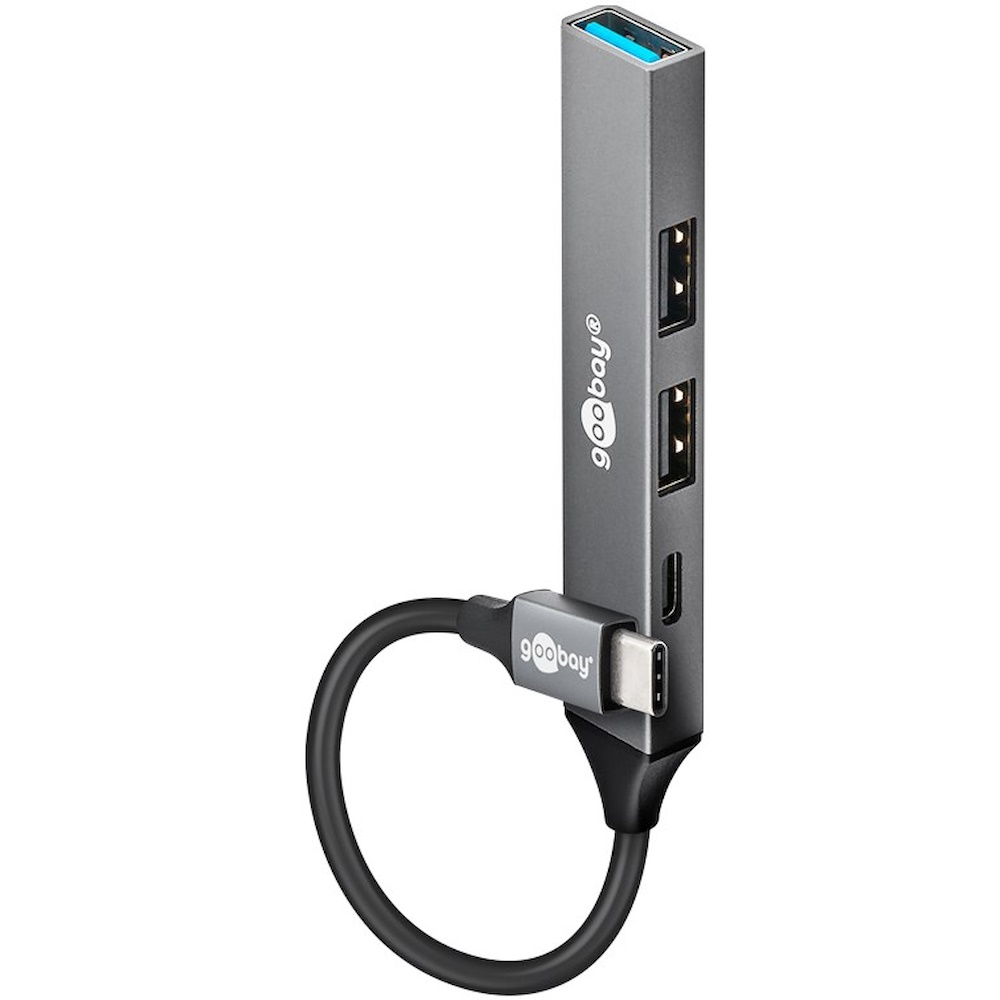 Goobay Slim 4-Port USB-C Hub 4 porte lysegrå
